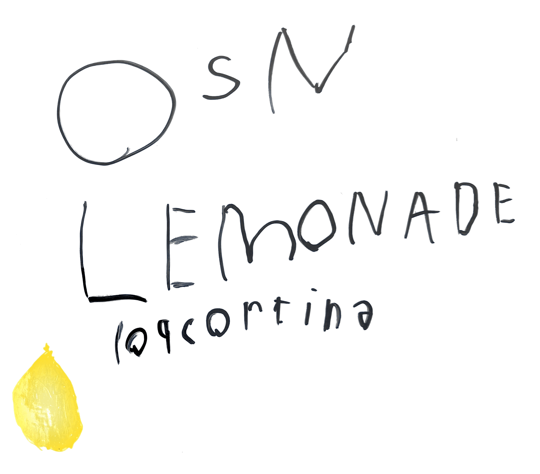 OSN Lemonade, 109 Cortina: the sign, as drawn by the founders